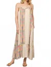 En Creme Embroidered Slip Style Multicolor Maxi Dress In White Multi In Multi