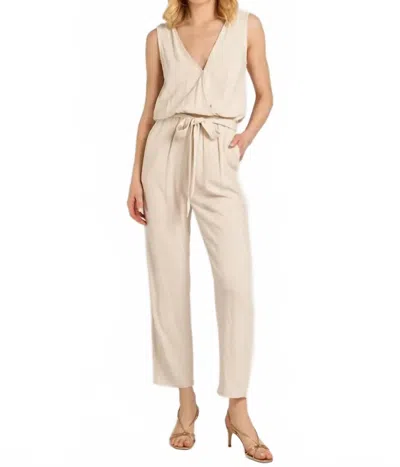 En Creme Fae Belted Jumpsuit In Natural In White