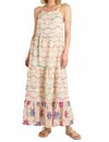 En Creme Giselle Embroidered Maxi Dress In White Multi In Multi