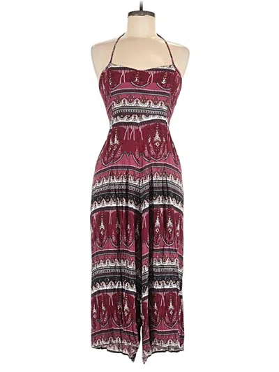 Pre-owned En Creme Jumpsuit In Burgundy