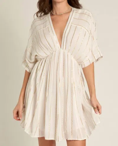 En Creme Kimono Stripe Dress In White