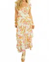 En Creme Lakelynn Floral Tiered Maxi Dress In Ivory/pink In Multi
