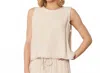 En Creme Linen Frayed Edge Top In Natural In Neutral