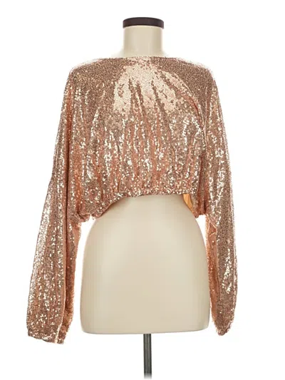 Pre-owned En Creme Long Sleeve Blouse In Gold