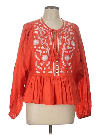 Pre-owned En Creme Long Sleeve Blouse In Orange