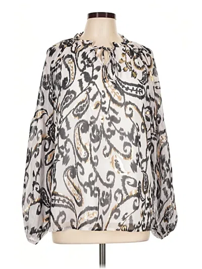Pre-owned En Creme Long Sleeve Blouse In Silver