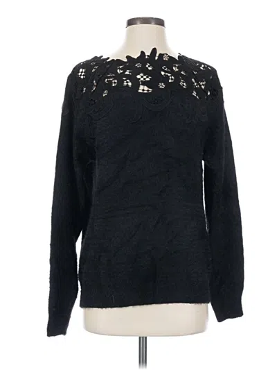Pre-owned En Creme Long Sleeve Top Black Mock Neckline Tops