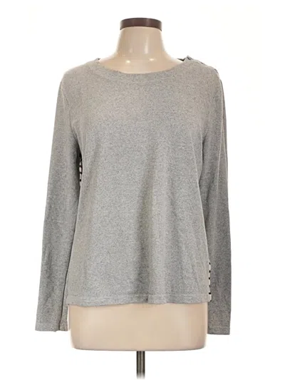 Pre-owned En Creme Long Sleeve Top Gray Crew Neck Tops