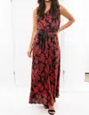 En Creme Love Affair One Shoulder Midi Dress In Floral Red In Red