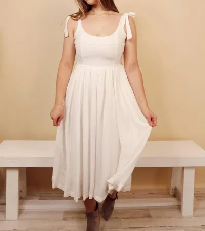 En Creme Lyla Tie Shoulder Dress In White