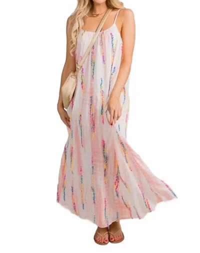 En Creme Miami Tie Dye Maxi Dress In Multicolor In Pink