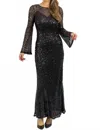 En Creme Mickie Sequin Maxi Dress In Black In Black