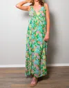 En Creme Petals In My Garden Floral Maxi Dress In Green