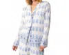 En Creme Printed Long Sleeve Top In Blue/white In Blue