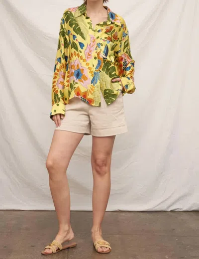 En Creme Rio Long Sleeve Button Down Shirt In Yellow In Multi