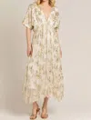 En Creme Sands Foil Maxi Dress In Gold In Gold