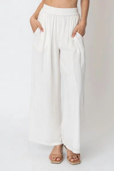 En Creme Self Stripe Pant In White