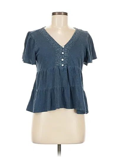 Pre-owned En Creme Short Sleeve Blouse In Blue