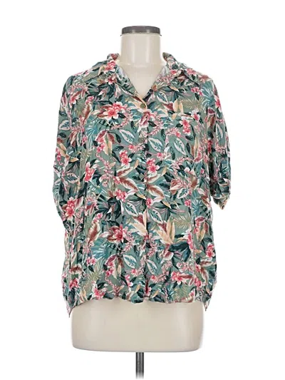 Pre-owned En Creme Short Sleeve Blouse In Blue