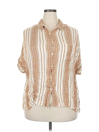 Pre-owned En Creme Short Sleeve Blouse In Brown