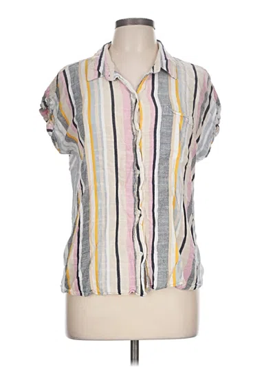 Pre-owned En Creme Short Sleeve Blouse In Gray