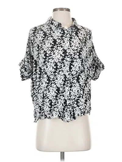 Pre-owned En Creme Short Sleeve Blouse In Silver