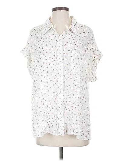 Pre-owned En Creme Short Sleeve Blouse In White