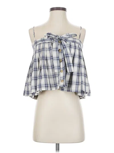 En Creme Sleeveless Button Down Shirt In Blue