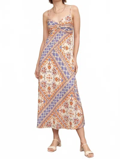 En Creme Sleeveless Paisley Print Midi Slip Dress In Ivory Blue Brown In Multi