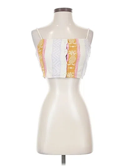 Pre-owned En Creme Sleeveless Top White Halter Neckline Tops