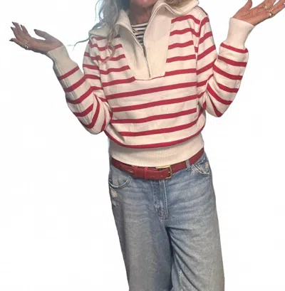 En Creme Spring Fever Sweater In Red/white
