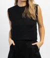 En Creme Theo Textured Knit Tank In Black In Black