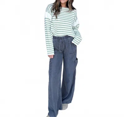 En Creme Wide Leg Drawstring Pant In Black