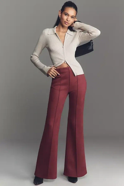 En Elly Faux-suede Pull-on Flare Pants In Red