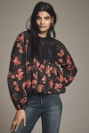 En Elly The Iris Long-sleeve Lace Poplin Blouse By  In Blue