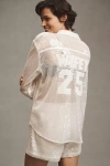 En Elly Wifey Sequin Buttondown Shirt In White