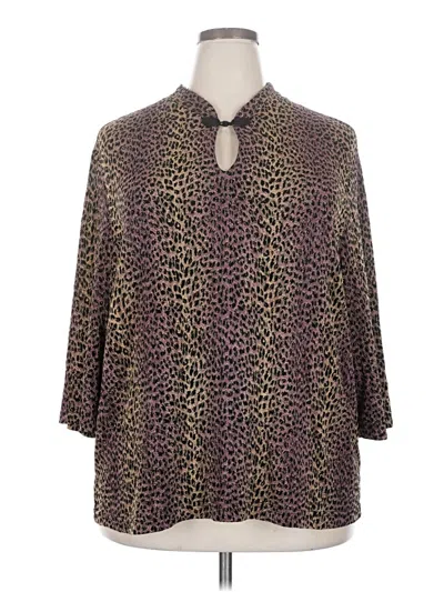 Pre-owned En Focus Studio 3/4 Sleeve Blouse In Brown