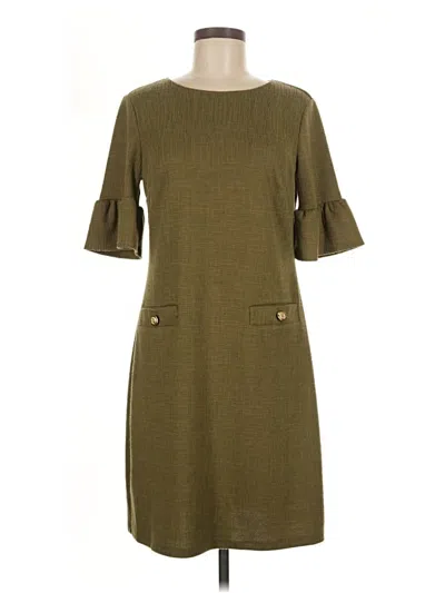 Pre-owned En Focus Studio 3/4 Sleeve Top Green Boatneck Tops