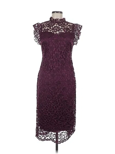 Pre-owned En Focus Studio Cocktail Dress In Burgundy