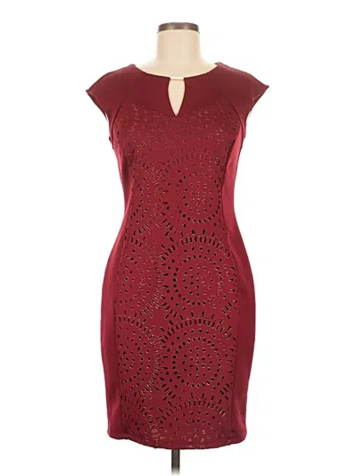 Pre-owned En Focus Studio Cocktail Dress In Burgundy
