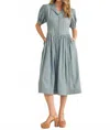 En Merci Denim Puff Sleeve Button Down Mini Dress In Blue In Blue