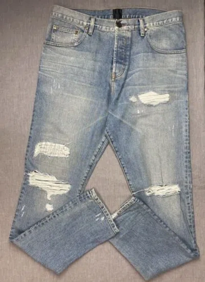 Pre-owned En Noir Exposed Knee Jeans Light Blue Denim Frayed Hem 36