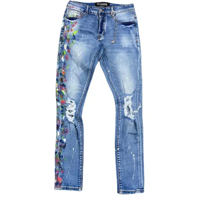 En Noir Men's Clash Denim Jean In Blue