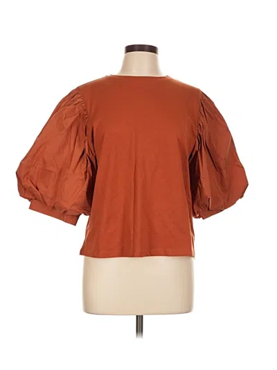 En Saison 3/4 Sleeve Top Brown Crew Neck Tops