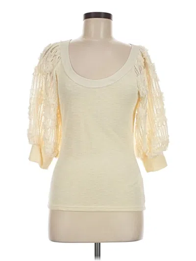 Pre-owned En Saison 3/4 Sleeve Top Ivory Sweetheart Neckline Tops