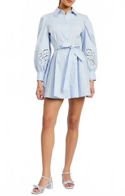 En Saison Abigail Mini Shirt Dress In Sky Blue