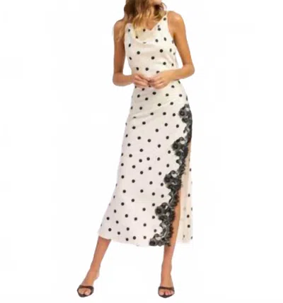 En Saison Abigail Polka Dot Maxi Slip Dress In White In Multi