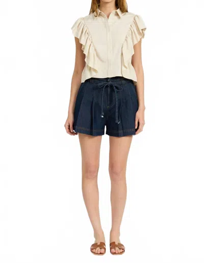 En Saison Addison Ruffled Top In Ivory In Neutral