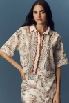 En Saison Alaia Linen Top Ivory Terracotta In Multi