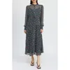 En Saison Alicia Long Sleeve A-line Dress In Black Multi